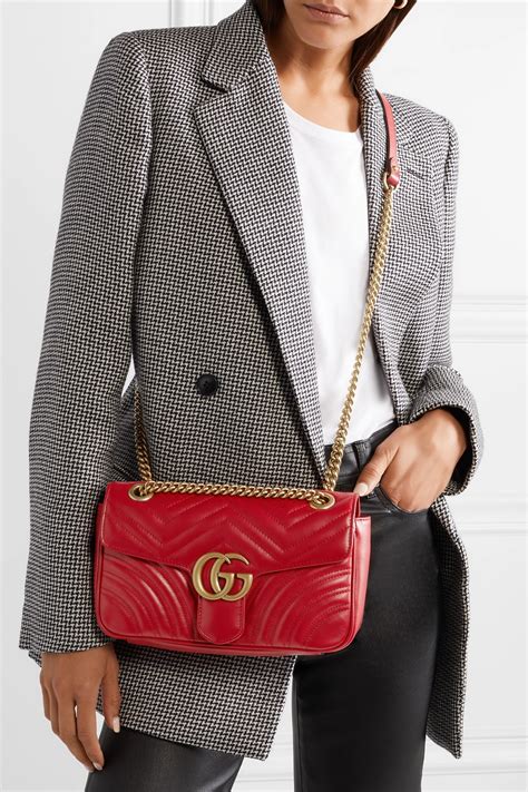 gucci red marmont chevron quilted leather bag|Gucci Marmont camera bag small.